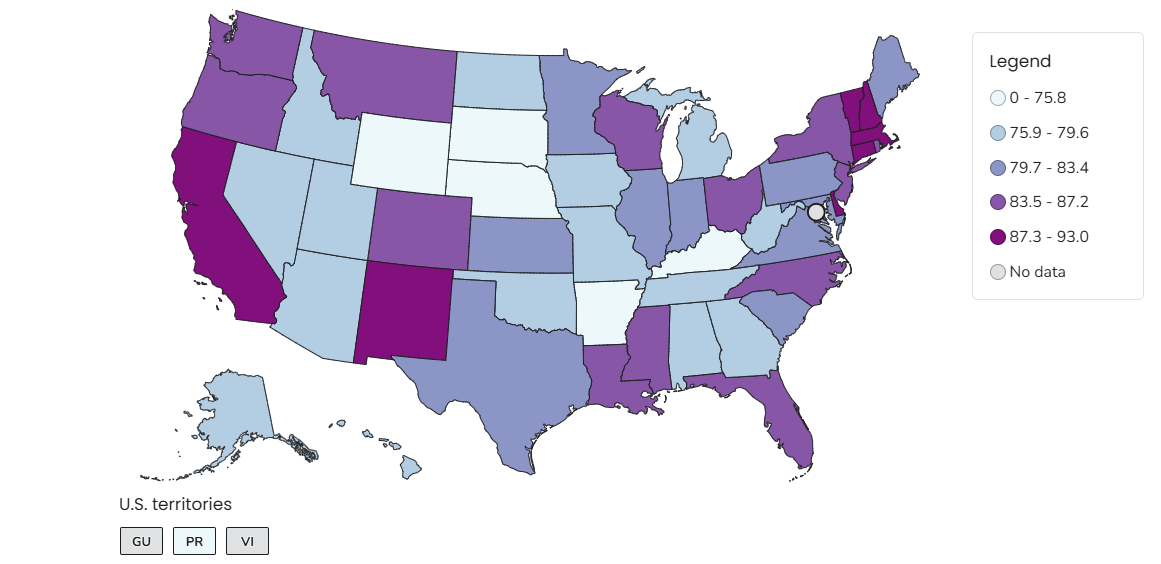 2024 CDC Map of US mPINC scores